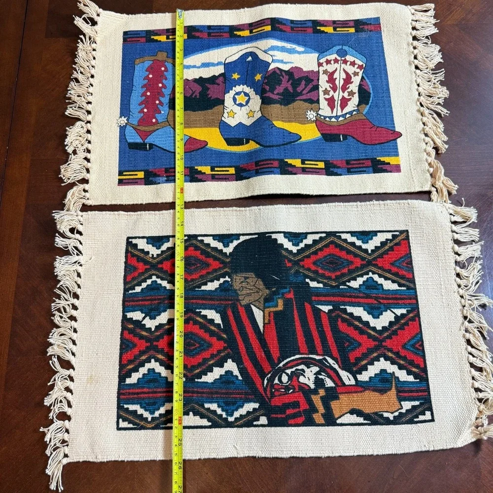 Southwestern‎ Placemats Lot El Paso Saddleblanket Cowboy Boots & Native